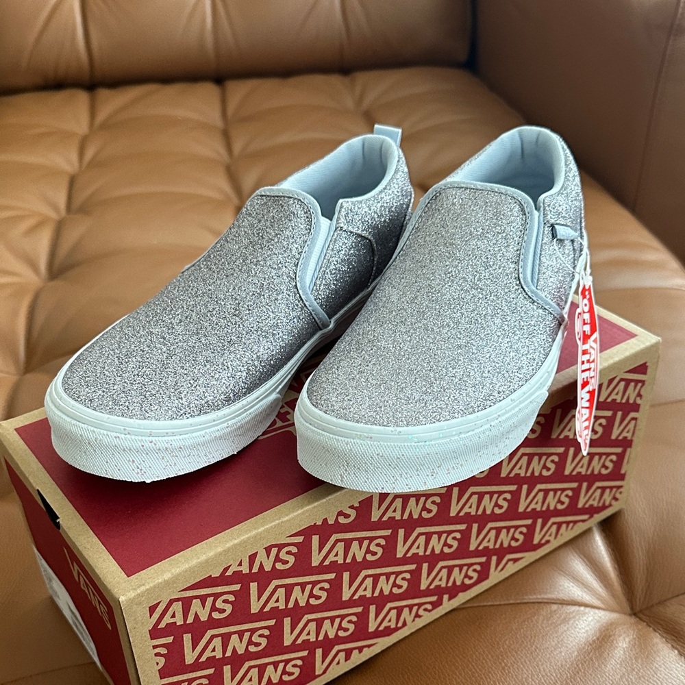 Vans Glitter Slip-On Shoes - Silver